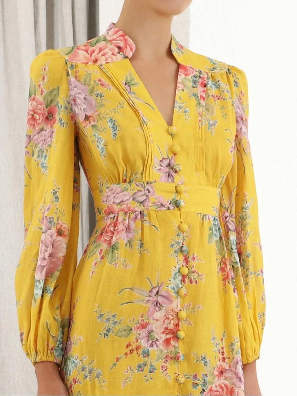 ZIMERRMANN Zinnia Floral Button Front Long Slip Front Midi Maxi Dress